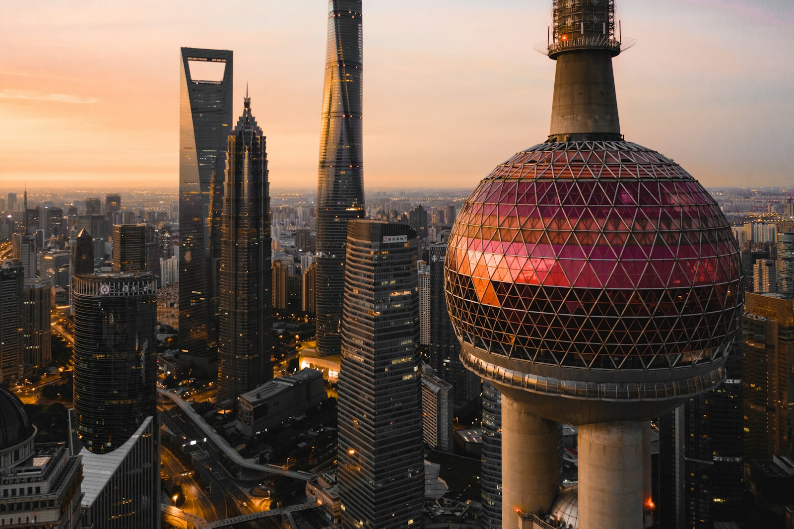 Shanghai Lujiazui skyline at dusk